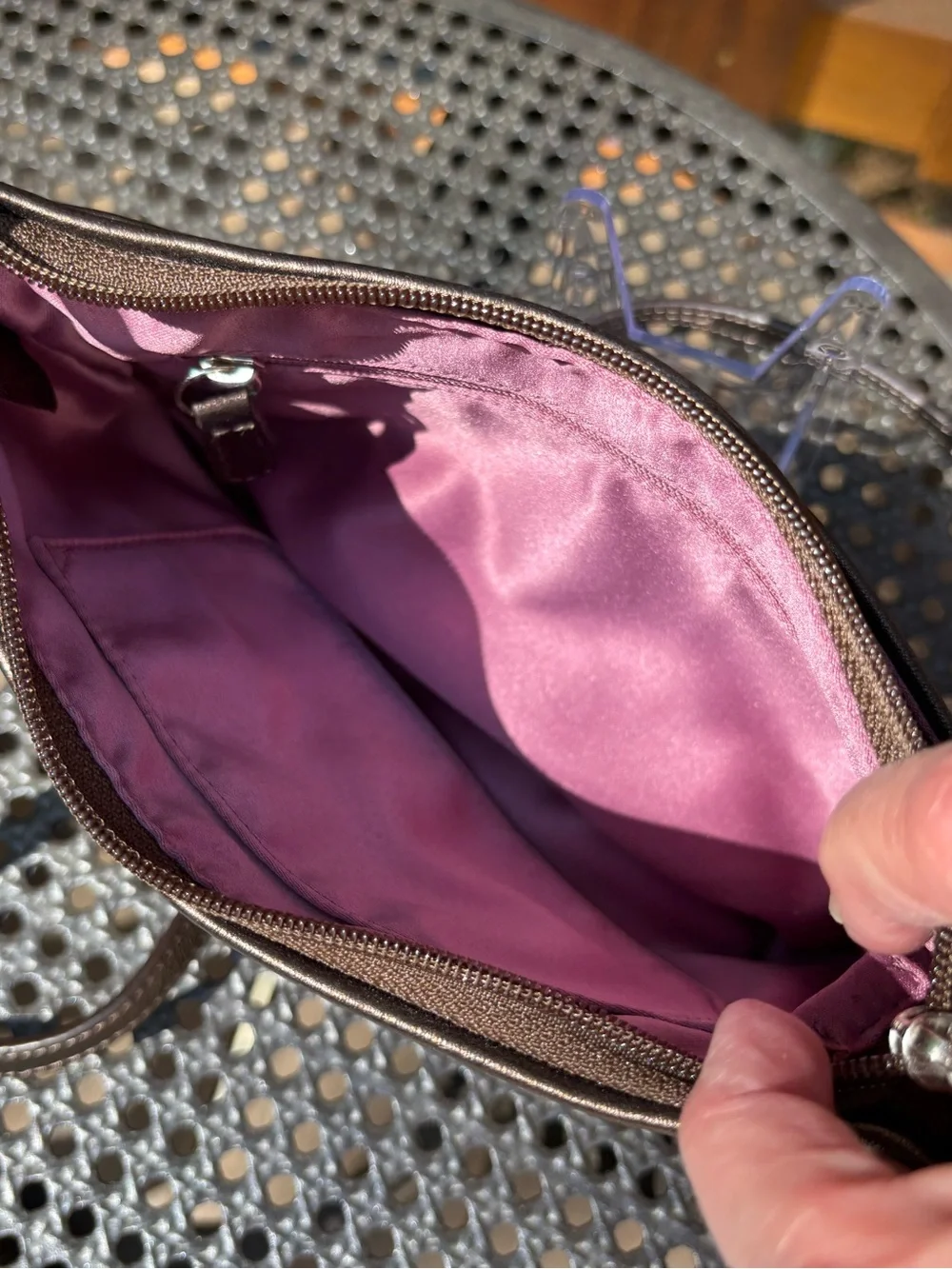 COACH Pink, Purple & Brown Circle Print Shoulder Bag
